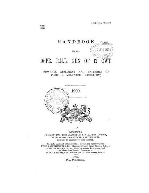 Handbook for the 16-pr R.M.L. gun of 12 cwt (1900)